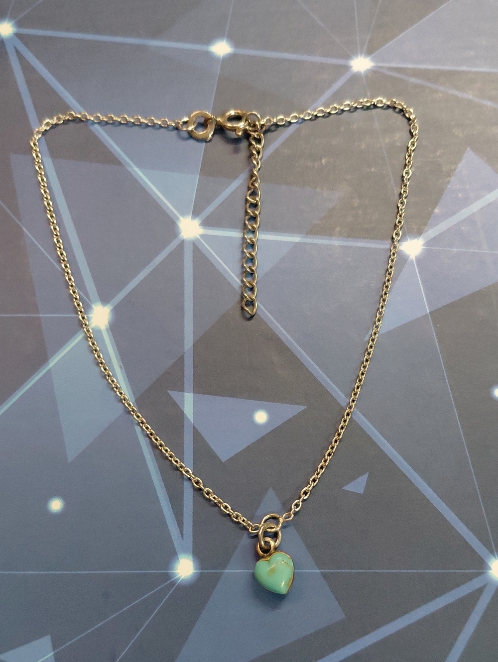 925 Sterling Silver Anklet W Small Turquoise & 925 Silver Pendant With Filigree
